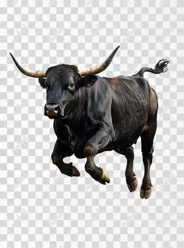 PNG Black Bull Jumping in the Air - Wildlife Photography, National Geographic