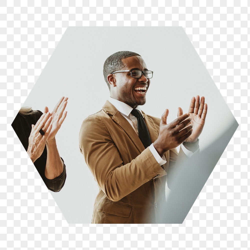 Png black businessman clapping badge | Free PNG - rawpixel