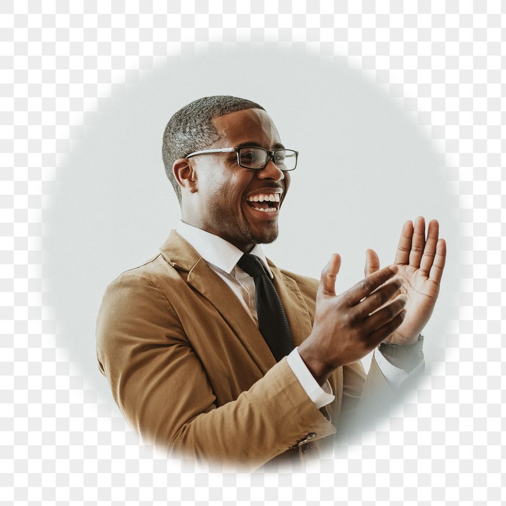 Png black businessman clapping badge | Free PNG - rawpixel