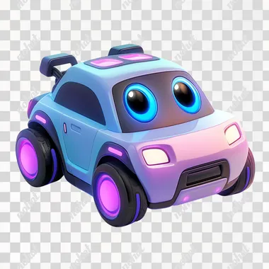 PNG Blue and Purple Toy Car with Winking Eyes for Kids’ Playroom Décor PNG Blue and Purple Toy Car with Winking Eyes for Kids’ Playroom Décor