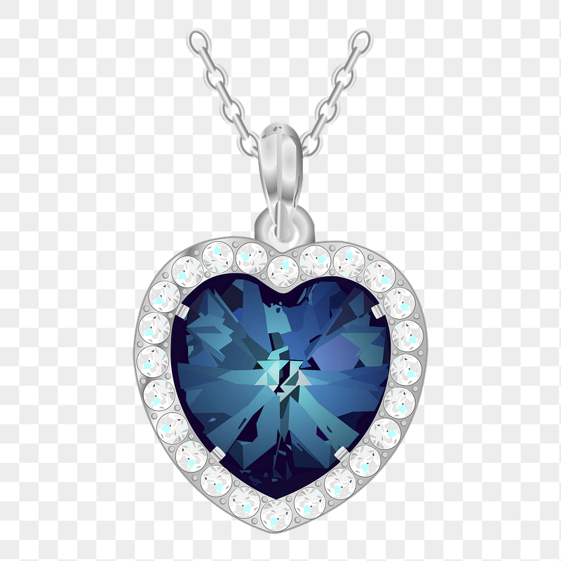 Png blue diamond necklace sticker | Free PNG - rawpixel
