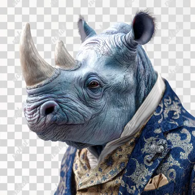 PNG Blue Rhino in Wedding Attire PNG Blue Rhino in Wedding Attire