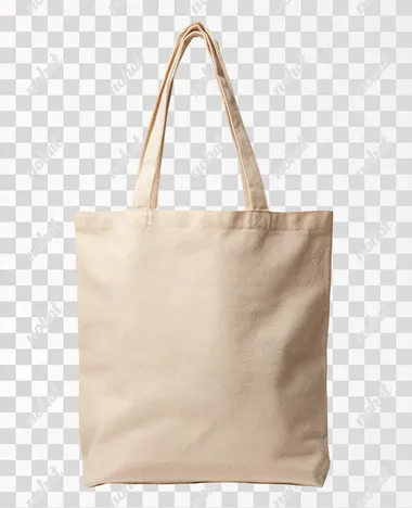 PNG Bright Beige Tote Bag Mockup on White Background PNG Bright Beige Tote Bag Mockup on White Background