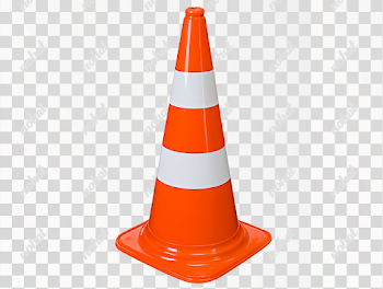 PNG Bright Orange Traffic Safety Cone with White Stripes