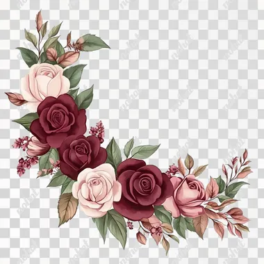 PNG Burgundy and Pink Roses Floral Corner Clipart PNG Burgundy and Pink Roses Floral Corner Clipart