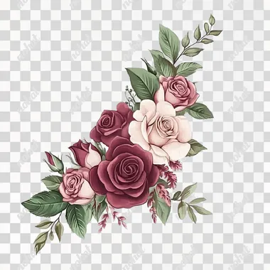 PNG Burgundy and Pink Roses Floral Corner Clipart PNG Burgundy and Pink Roses Floral Corner Clipart