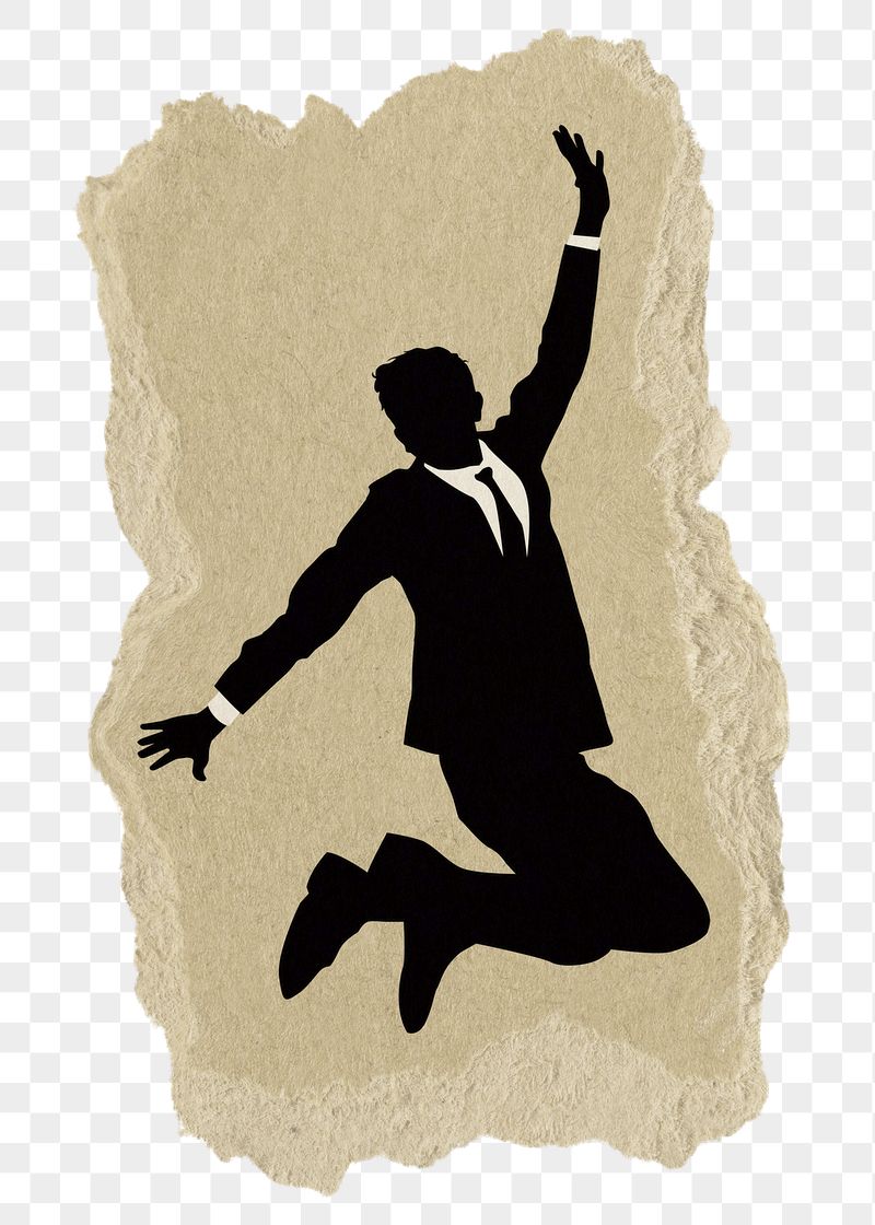 PNG businessman collage element, jumping | Free PNG - rawpixel