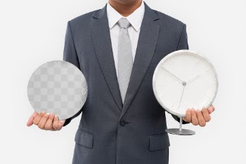 Png Businessman holding clocks mockup working… | Free stock illustration | High Resolution graphic