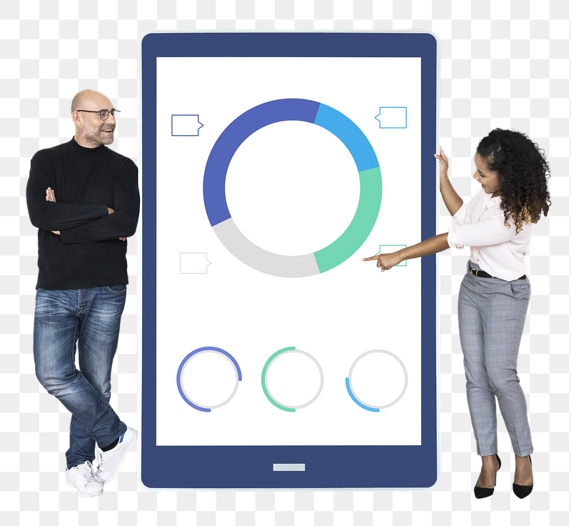 Png Businesspeople presenting doughnut chart, | Free PNG - rawpixel