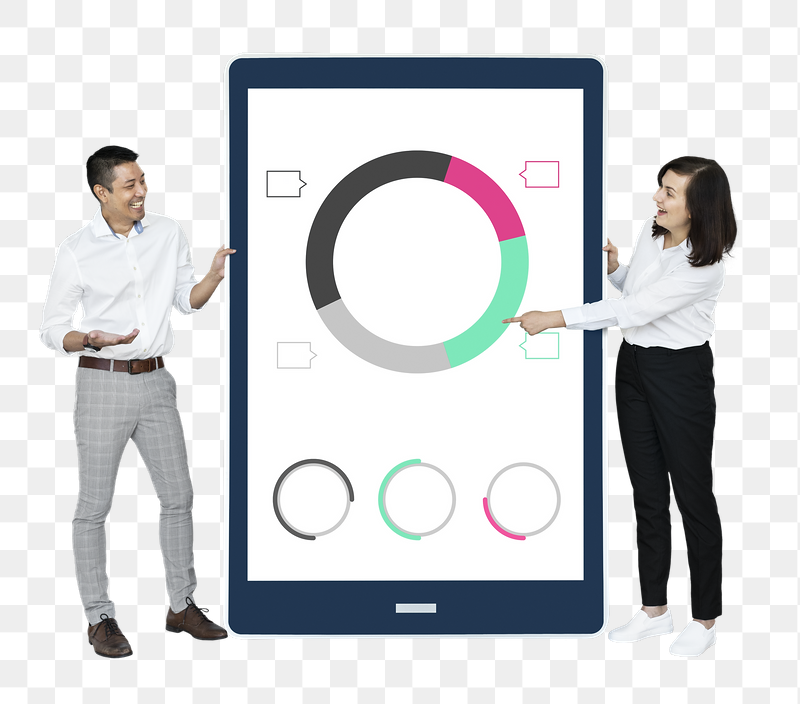 Png Businesspeople presenting doughnut chart, | Free PNG - rawpixel