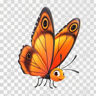 PNG Butterfly with Two Eyes, 3D Disney Cartoon in Natural Habitat Animation PNG Butterfly with Two Eyes, 3D Disney Cartoon in Natural Habitat Animation
