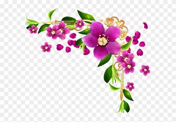 Клипарт Png С Цветочным Мотивом В Верхний Угол Рамки - Cadre Mauve Et Rose