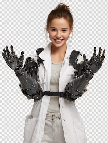 PNG Caring Pediatrician with Robotic Arms