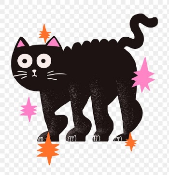 PNG cartoon black cat sticker halloween… | Free stock illustration | High Resolution graphic
