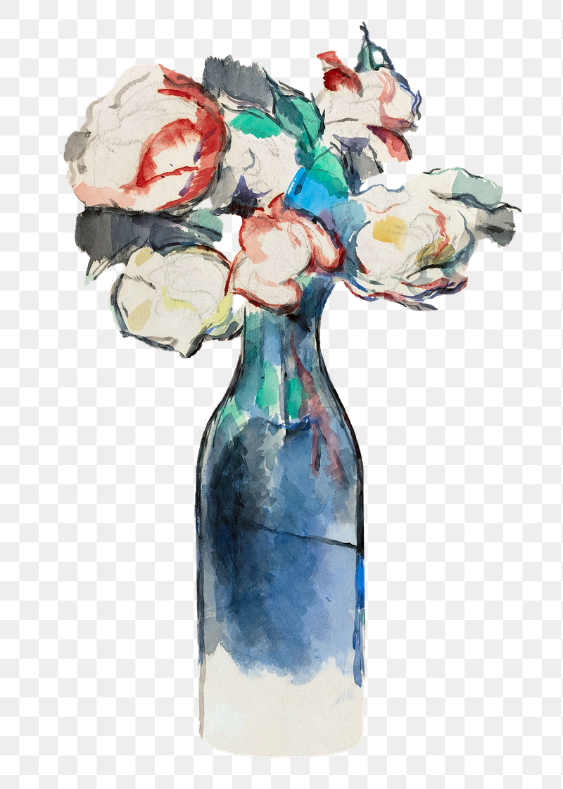 Png Cezanne&rsquo;s Roses in a Bottle | Free PNG Illustration - rawpixel