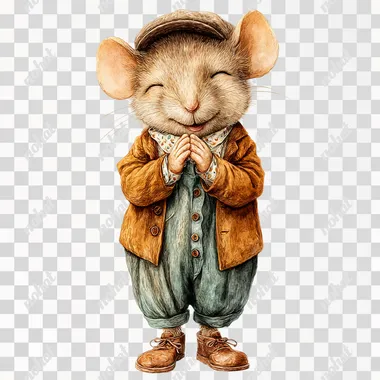 PNG Charming Vintage Fall Mouse Illustration PNG Charming Vintage Fall Mouse Illustration
