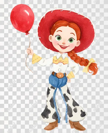PNG Cheerful Cowgirl Jessie with Balloon PNG Cheerful Cowgirl Jessie with Balloon