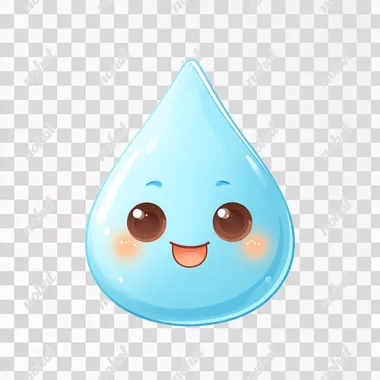 PNG Cheerful Kawaii Water Droplet Character