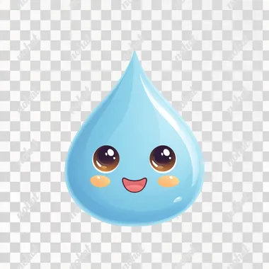 PNG Cheerful Kawaii Water Droplet Character