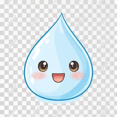 PNG Cheerful Kawaii Water Droplet Character