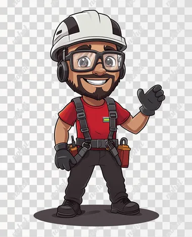 PNG Cheerful Latino safety mascot for industrial metal structures in Brazil