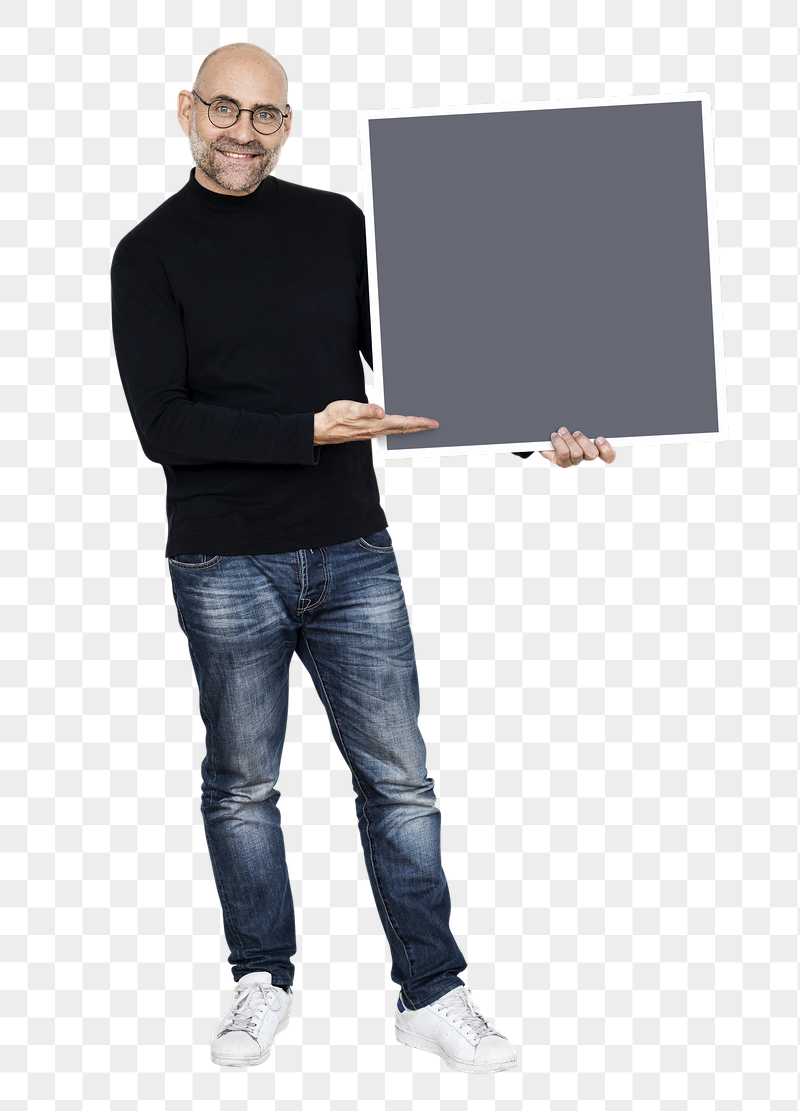 Png Cheerful man presenting blank | Free PNG - rawpixel