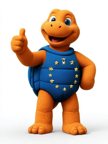 PNG Cheerful Orange Turtle Character with Blue Shell PNG Cheerful Orange Turtle Character with Blue Shell