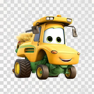 PNG Cheerful Pixar-Style Combine Harvester PNG Cheerful Pixar-Style Combine Harvester