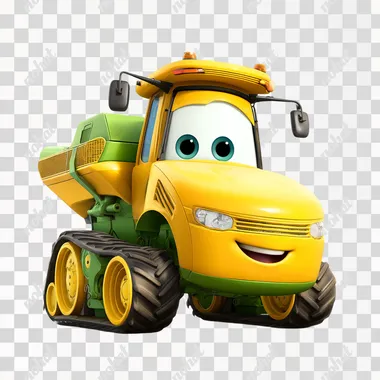 PNG Cheerful Pixar-Style Combine Harvester PNG Cheerful Pixar-Style Combine Harvester