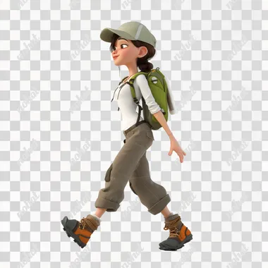 PNG Cheerful Teenage Hiker with Backpack PNG Cheerful Teenage Hiker with Backpack