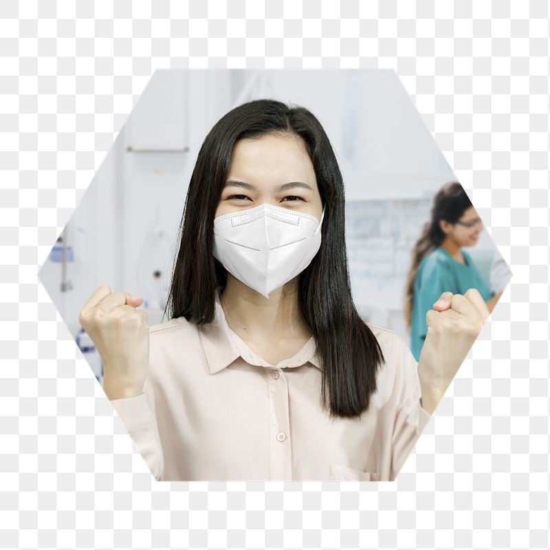 Png cheerful woman wearing mask | Free PNG - rawpixel