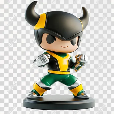 PNG Chibi Bull Bobblehead Figurine in Athletic Pose with Horns PNG Chibi Bull Bobblehead Figurine in Athletic Pose with Horns