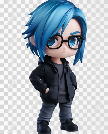PNG Chibi Vinyl Figurine of a Blue-Eyed Older Man PNG Chibi Vinyl Figurine of a Blue-Eyed Older Man