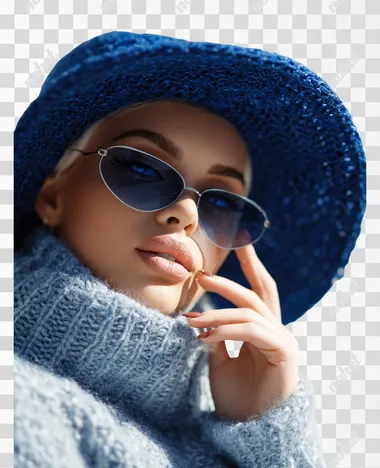PNG Chic Winter Fashion: Stylish Girl in Blue Hat PNG Chic Winter Fashion: Stylish Girl in Blue Hat