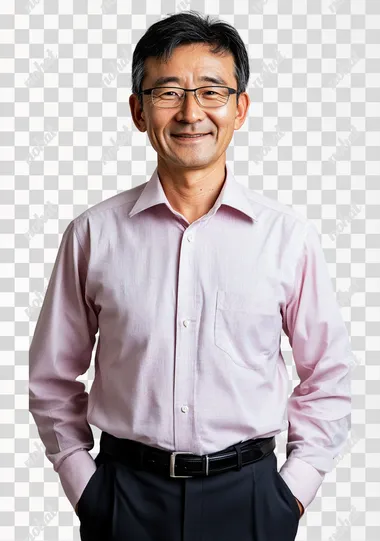 PNG Chinese 45-Year-Old Man in Pink Shirt and Black Pants Smiling PNG Chinese 45-Year-Old Man in Pink Shirt and Black Pants Smiling