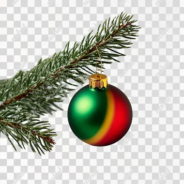 PNG Christmas ornament on decorative green branch for festive living room decor