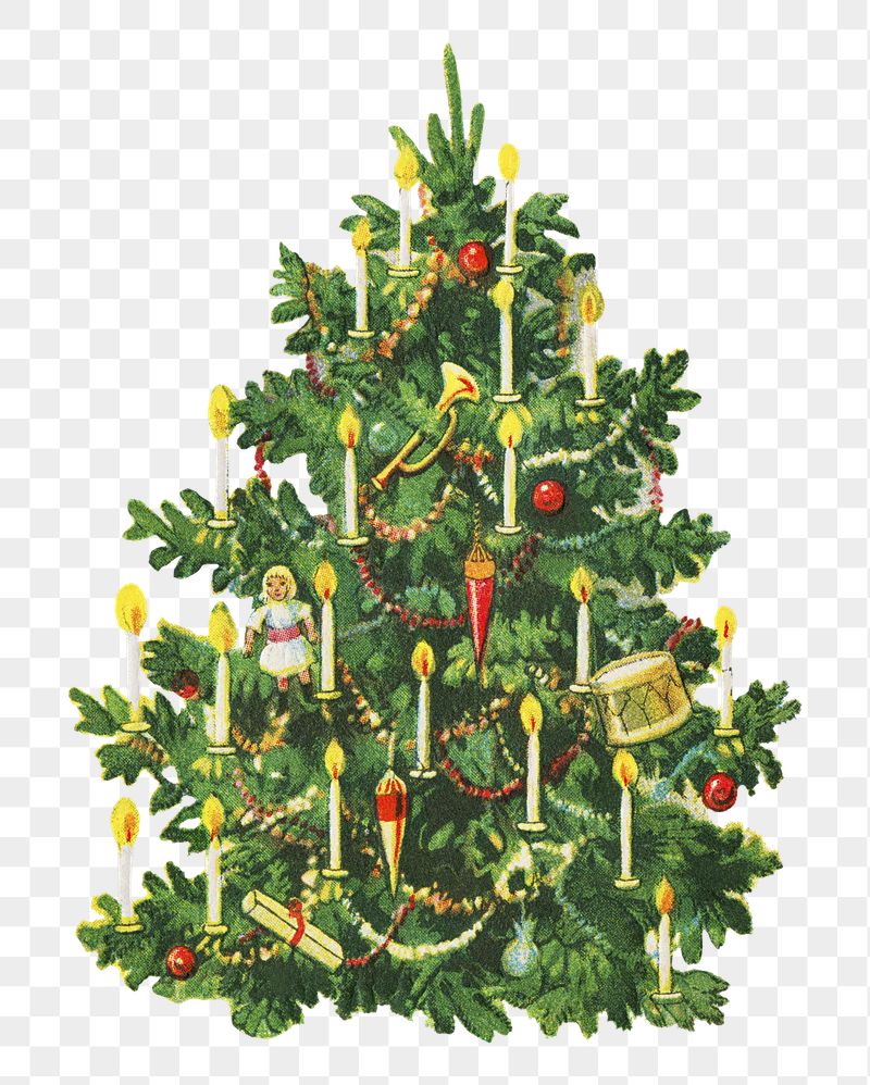 Png Christmas tree sticker, vintage | Free PNG - rawpixel