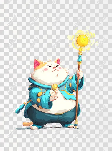 PNG Chubby Cat Mage Casting a Spell PNG Chubby Cat Mage Casting a Spell