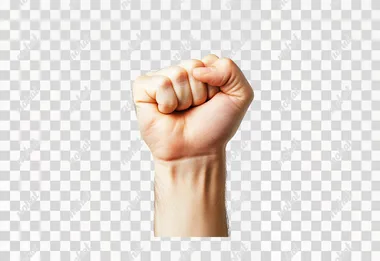 PNG Clenched fist raised in solidarity against a white backdrop PNG Clenched fist raised in solidarity against a white backdrop