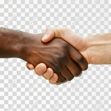 PNG Close-up of Black man and White man shaking hands in business setting