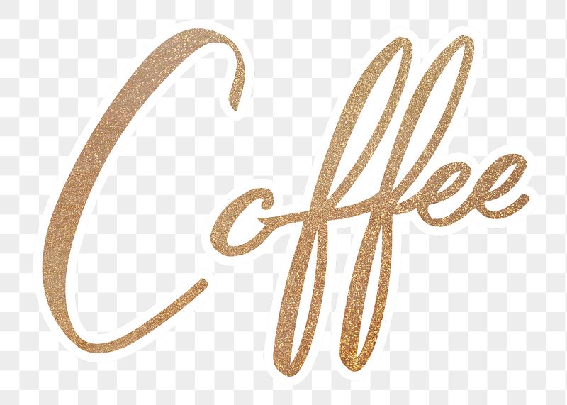 PNG coffee, gold glittery calligraphy, | Free PNG - rawpixel