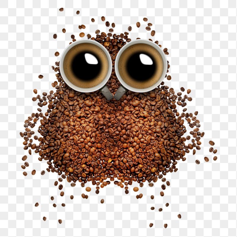 Png coffee owl shape sticker, | Free PNG - rawpixel