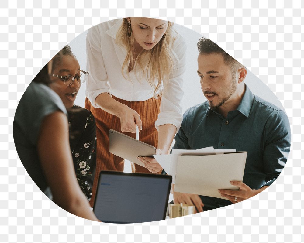 Png colleagues discussing work badge | Free PNG - rawpixel