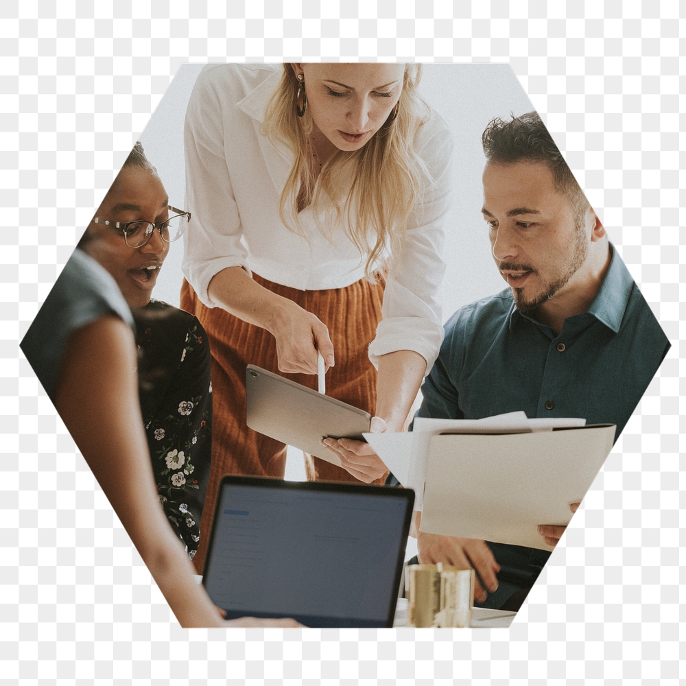 Png colleagues discussing work badge | Free PNG - rawpixel