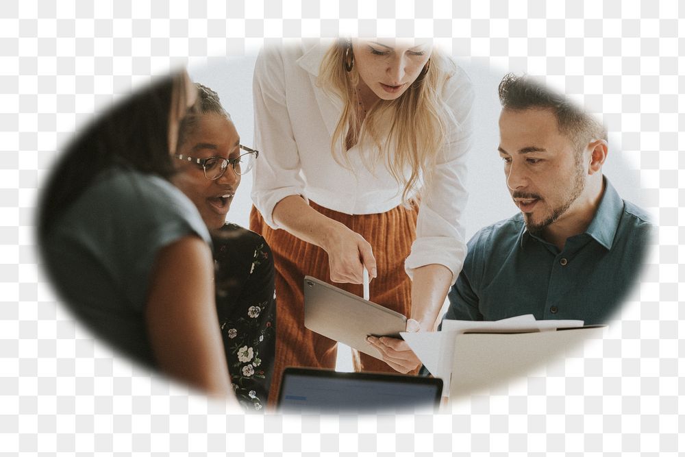 Png colleagues discussing work badge | Free PNG - rawpixel