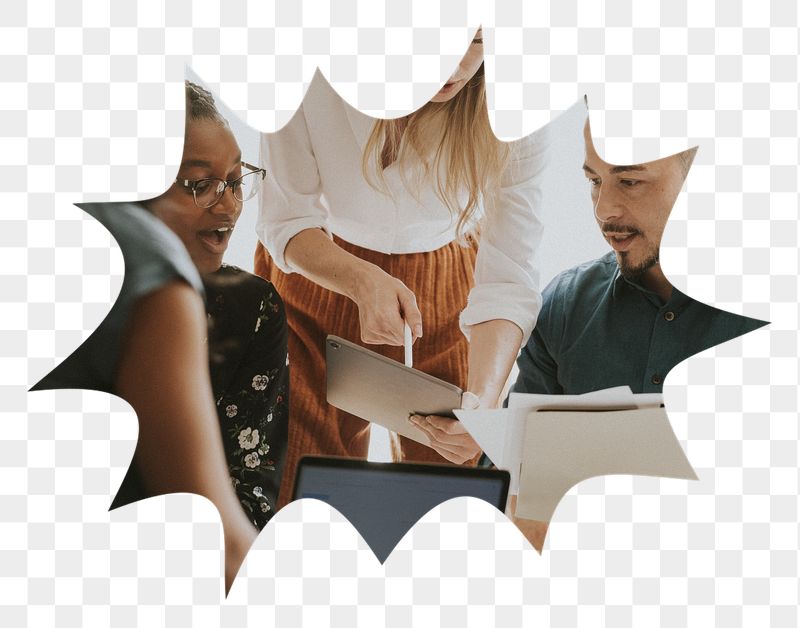 Png colleagues discussing work badge | Free PNG - rawpixel
