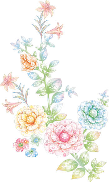 png Colorful Floral Arrangement with Water Drops