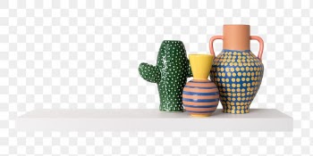 Png colorful plant pots mockup on white shelf… | Free stock illustration | High Resolution graphic