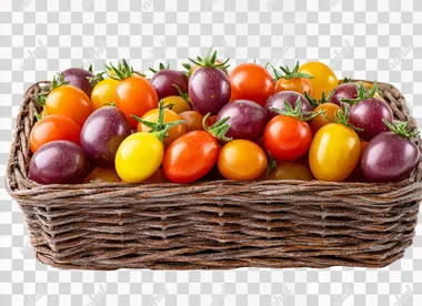 PNG Colorful Rainbow Cherry Tomatoes in a Basket PNG Colorful Rainbow Cherry Tomatoes in a Basket