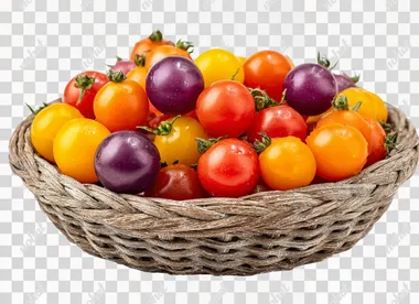 PNG Colorful Rainbow Cherry Tomatoes in a Basket PNG Colorful Rainbow Cherry Tomatoes in a Basket